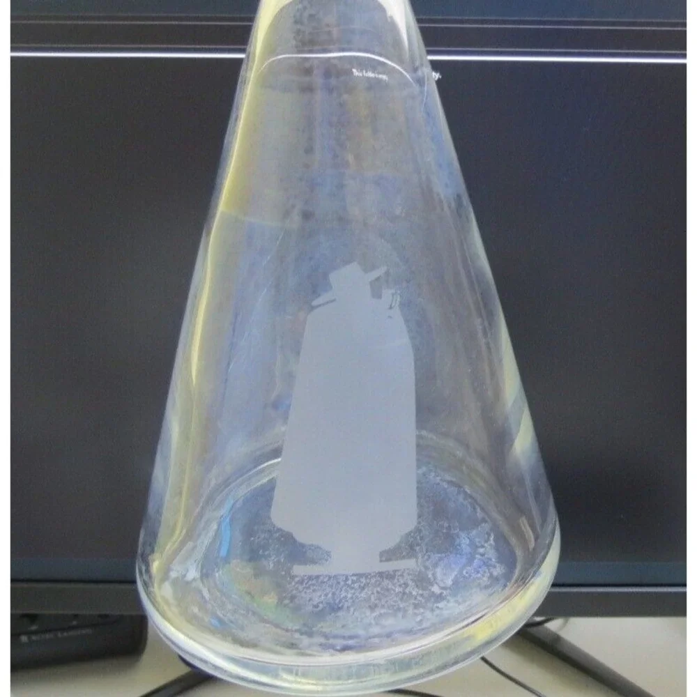 Vintage Wine Porto Sandeman White Silhouette Etch Logo Glass Decanter Carafe (C)